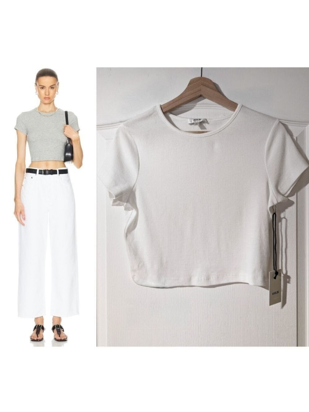 NWT Agolde | Savannah Cropped Tee In White